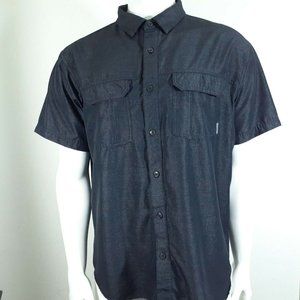 Columbia Omni Wick Men's Button Up Short Sleeve Shirt XL Black Pockets Polyester